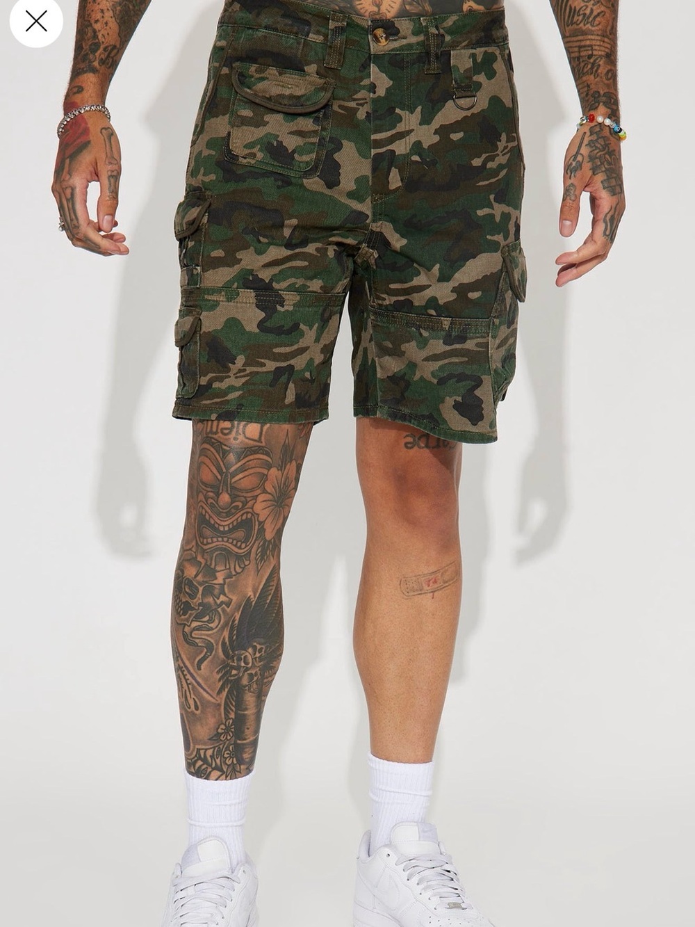 Men's Camouflage Cargo Shorts - Classic Green Camo
